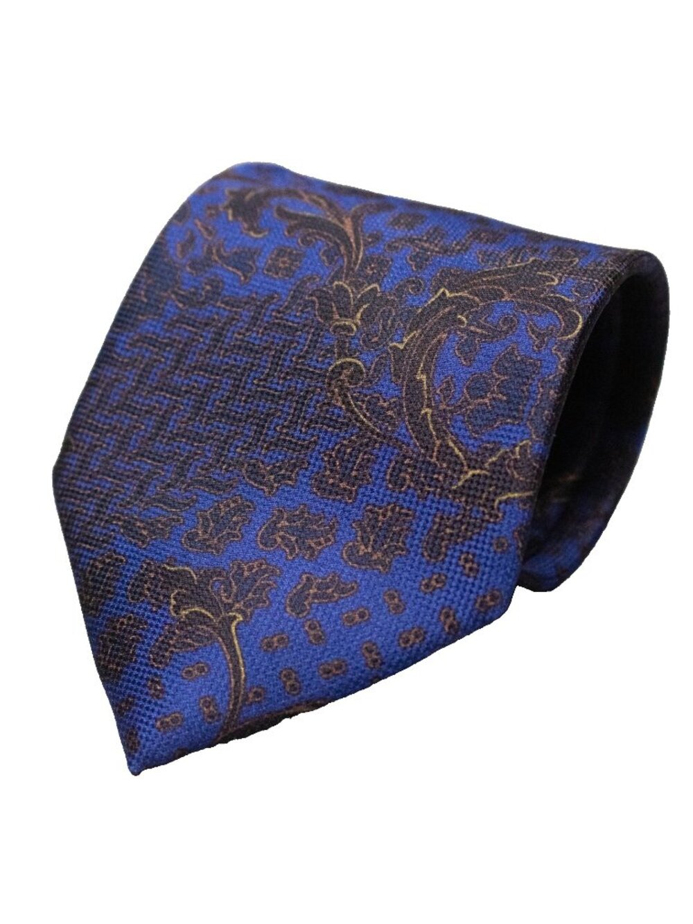 Nina Ricci Paris Tie 100% Silk Made in France Floral Blue Textured Satin 4"